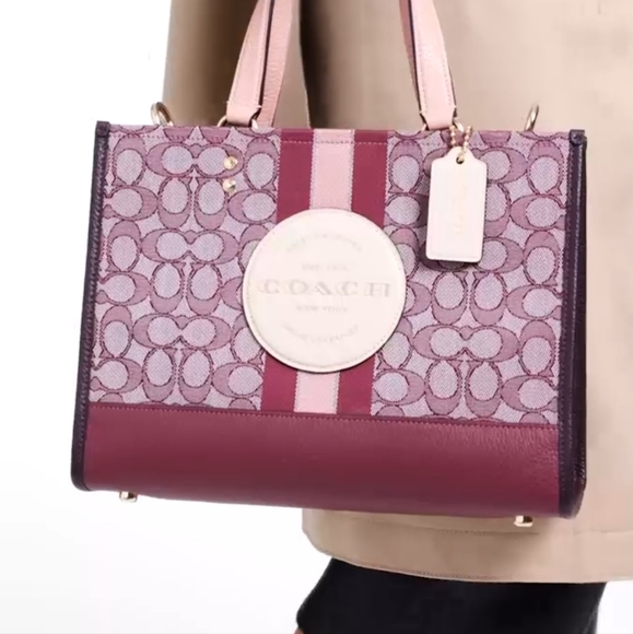 Coach Dempsey Medium Carryall In Signature Jacquard Witn Stripe And Coach Patch - Picture 7 of 16